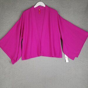 NEW IC Connie K Kimono Cardigan Women's Medium Hot Pink Oversized Lagenlook